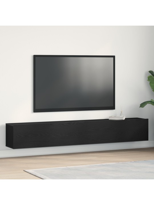 Tv-tasot 2 kpl musta tammi 100x30x30 cm tekninen puu