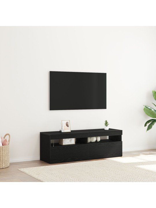Tv-taso led-valolla musta tammi 120x35x40 cm tekninen puu