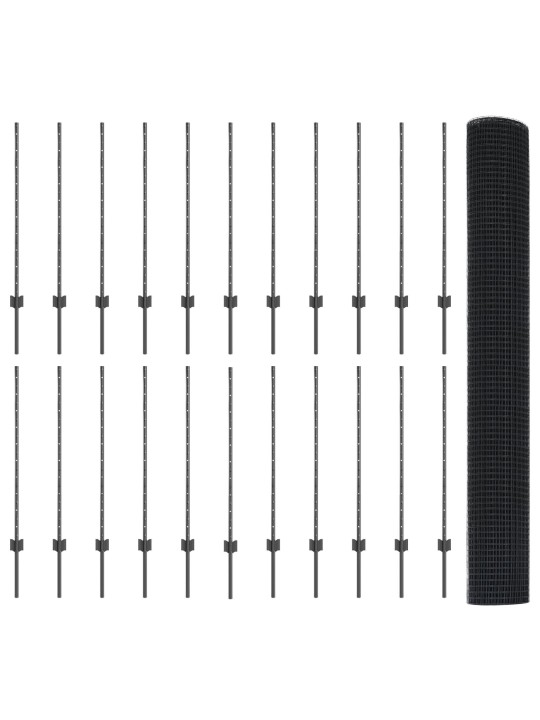 Hitsattu langoitusaita 44 u-palkilla harmaa 1x50 m terästä