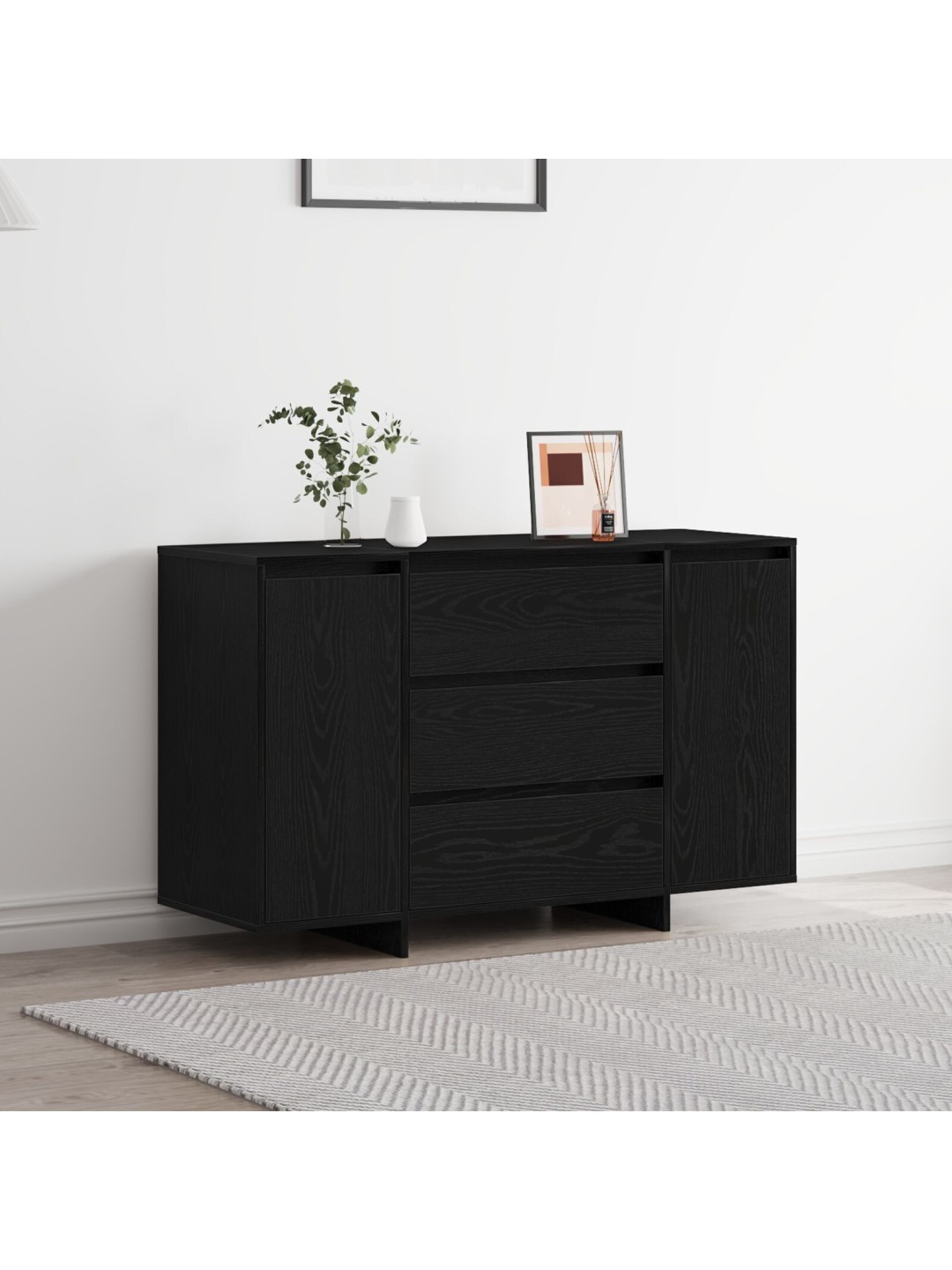 Sivupöytä musta tammi 120x41x75 cm koneistettu puu