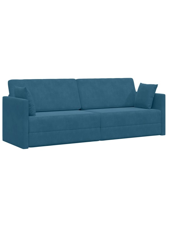 Lattiavuodesohva 2-in-1 sininen 213x144x60 cm sametti