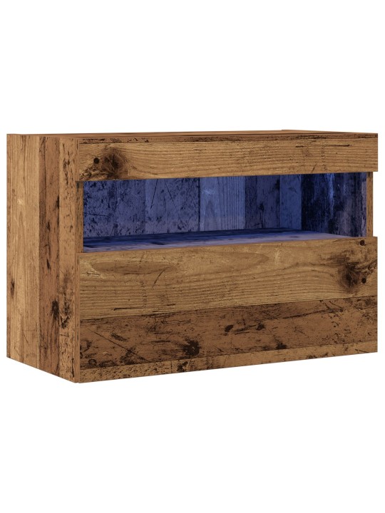 Tv-seinäkaappi led-valoilla vanha puu 60x30x40 cm