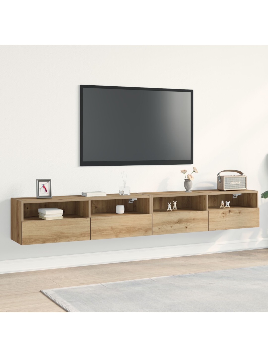 Tv-seinähyllyt 2 kpl artisan tammi 100x30x30 cm tekninen puu