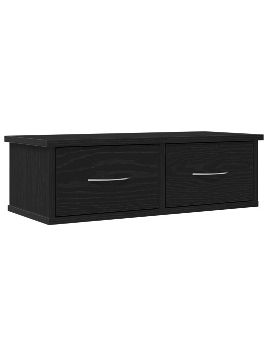 Seinälle kiinnitettävä laatikkohylly musta tammi 60x26x18,5cm tekninen puu