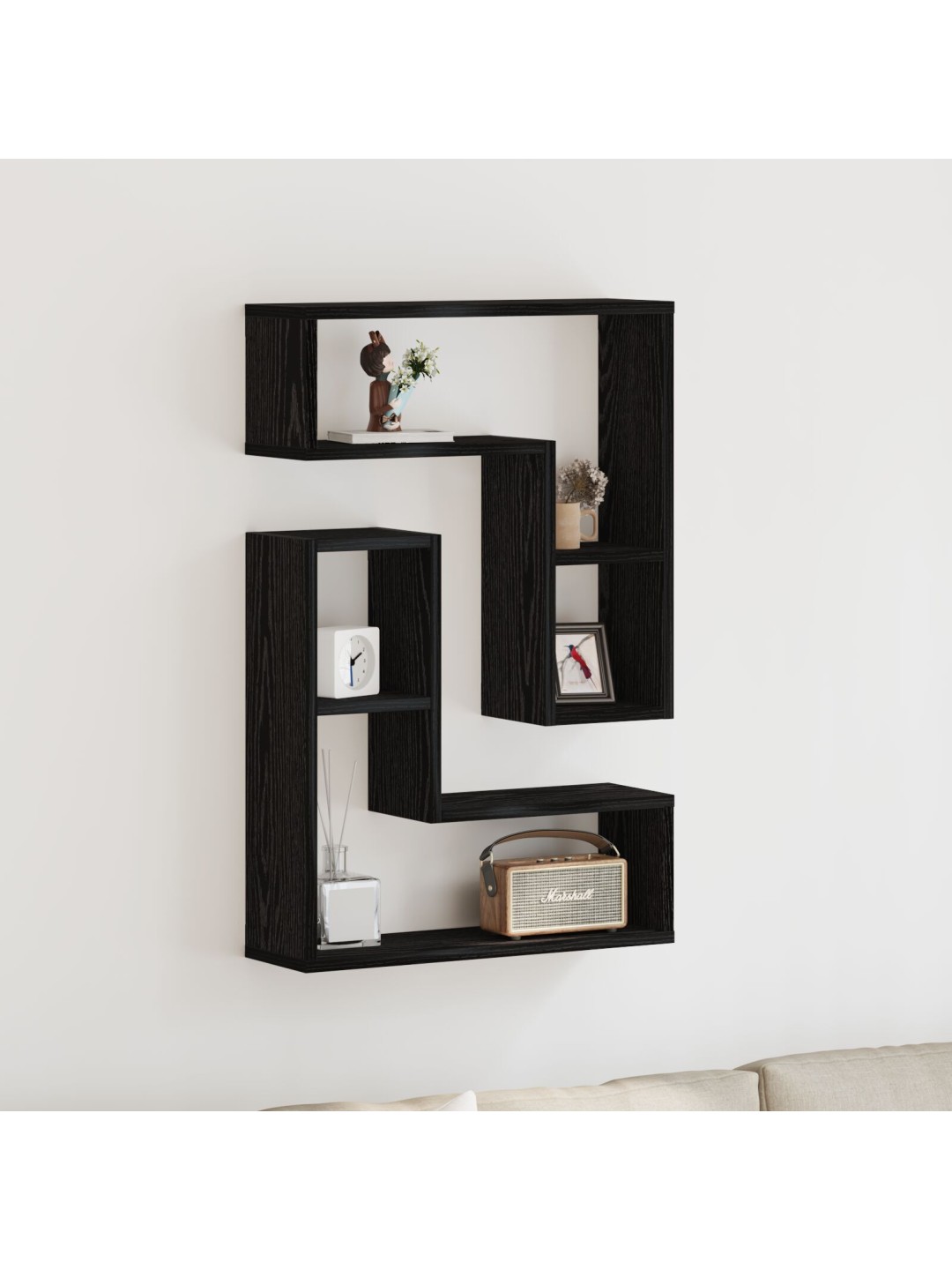 Seinähyllyt 2 kpl, musta tammi 50x15x85 cm, teknistä puu