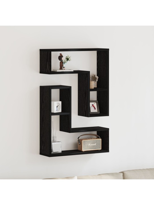 Seinähyllyt 2 kpl, musta tammi 50x15x85 cm, teknistä puu