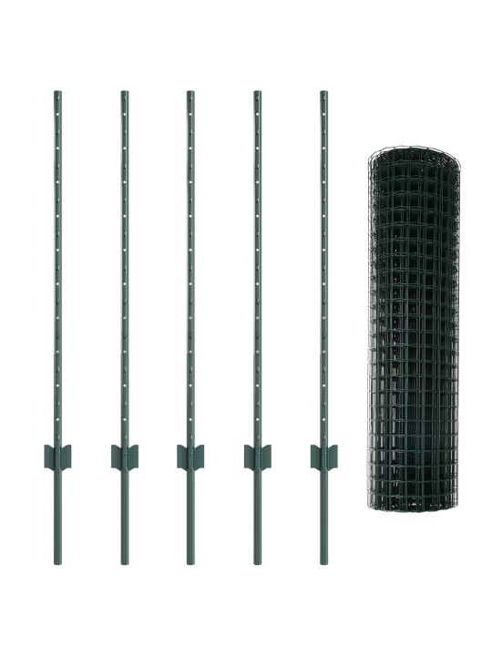 Pihan aita 2 kpl vihreä pvc-pinnoitettu teräs 10 x 1 m kestävä