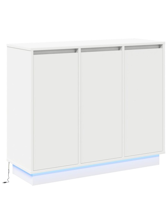 Sivupöytä led-valolla valkoinen 90x32x75 cm tekninen puu