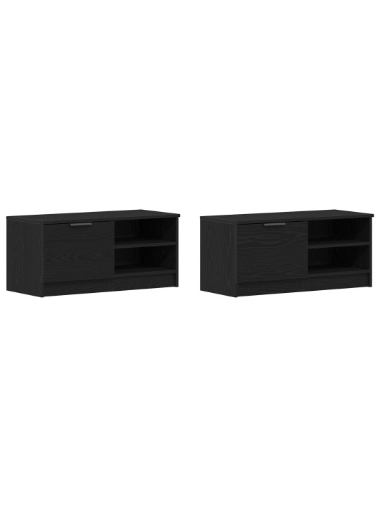 Tv-kaappi 2 kpl musta tammi 80x35x36,5 cm tekninen puu