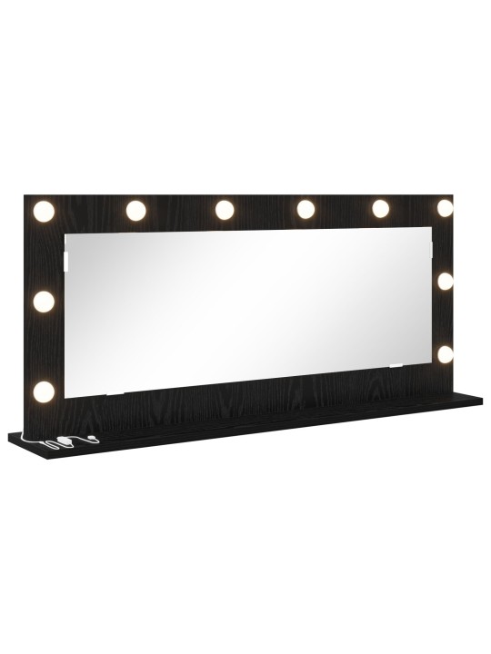 Meikkipeili led-valoilla musta tammi 100x45x18 cm