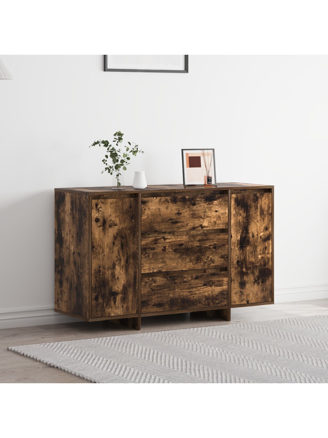 Sivupöytä savutettu tammi 120x41x75 cm tekninen puu
