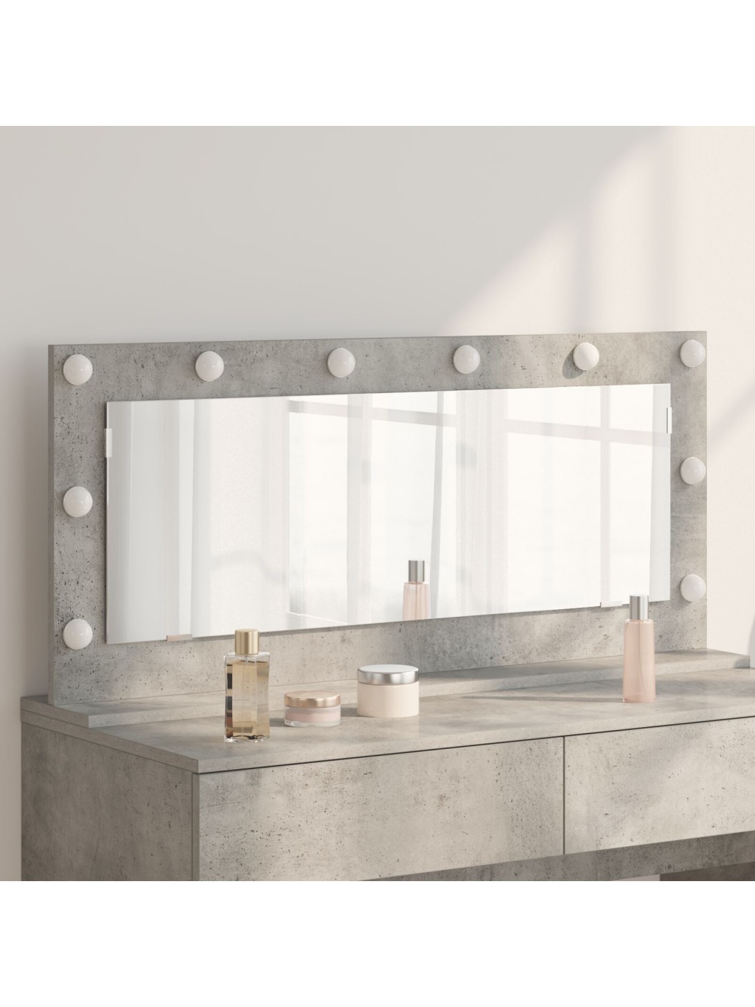 Meikkipesuri led-valoilla betoni harmaa 100x45x18 cm