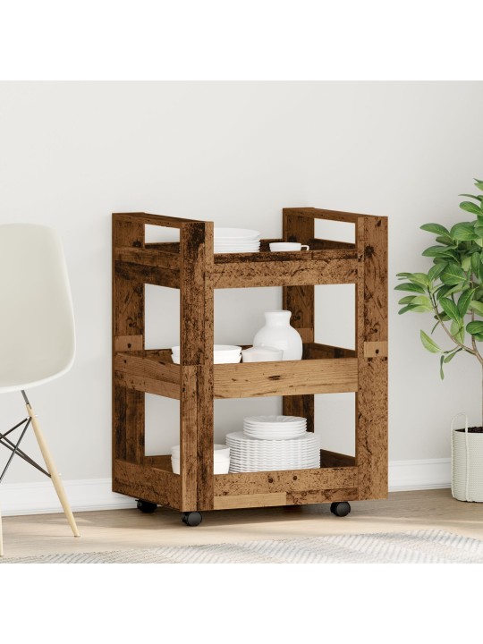 Keittiövaunu Vanha Puu 60x45x80 cm Tarkennettu Puu