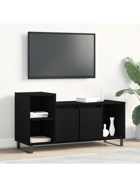 Tv-kaappi musta tammi 100x35x55 cm tehty puusta