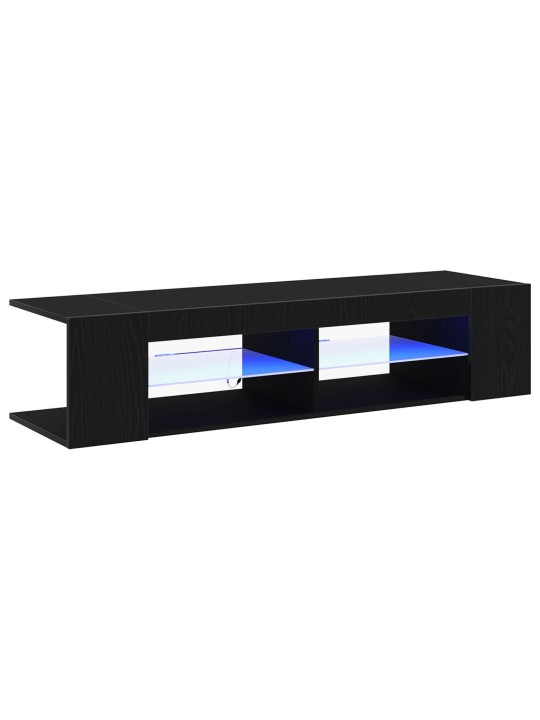 Tv-taso led-valoilla, musta tammi, 135x39x30 cm, tekninen puu