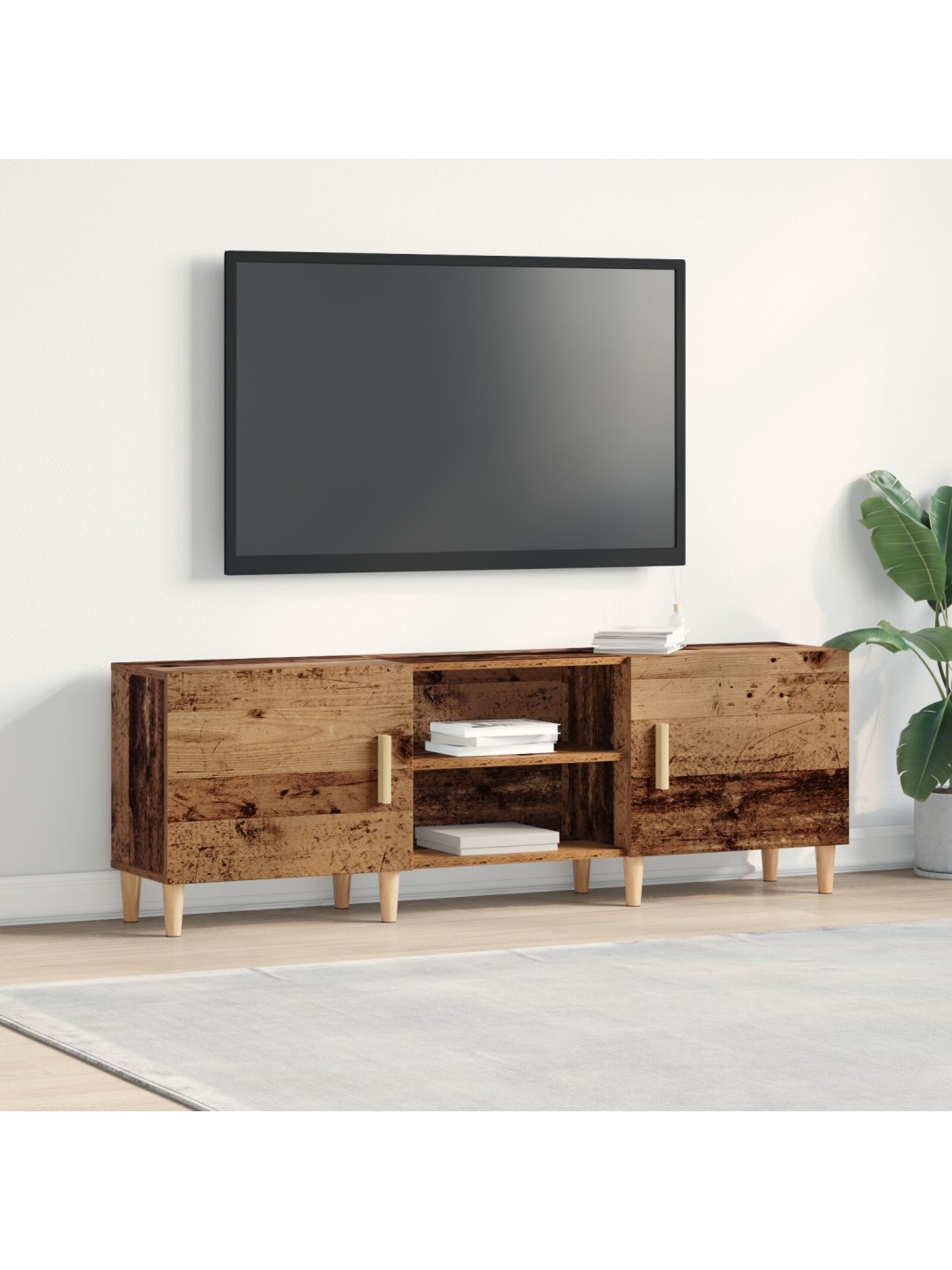 Tv-kaappi vanha puu 150x30x50 cm oikein viimeistelty puu