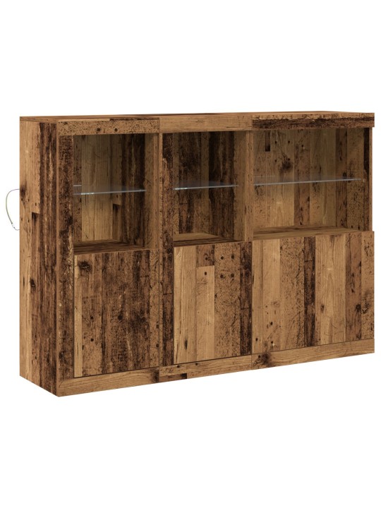 Sivupöytä led-valoilla vanha puu 142.5x37x100 cm