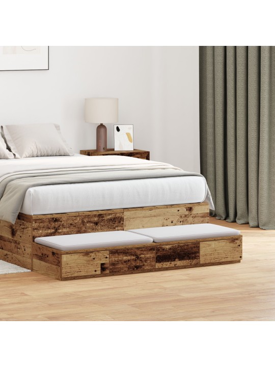 Sängyn laatikot vanhasta puusta 120x36,5x16,5 cm valmistettu muovista
