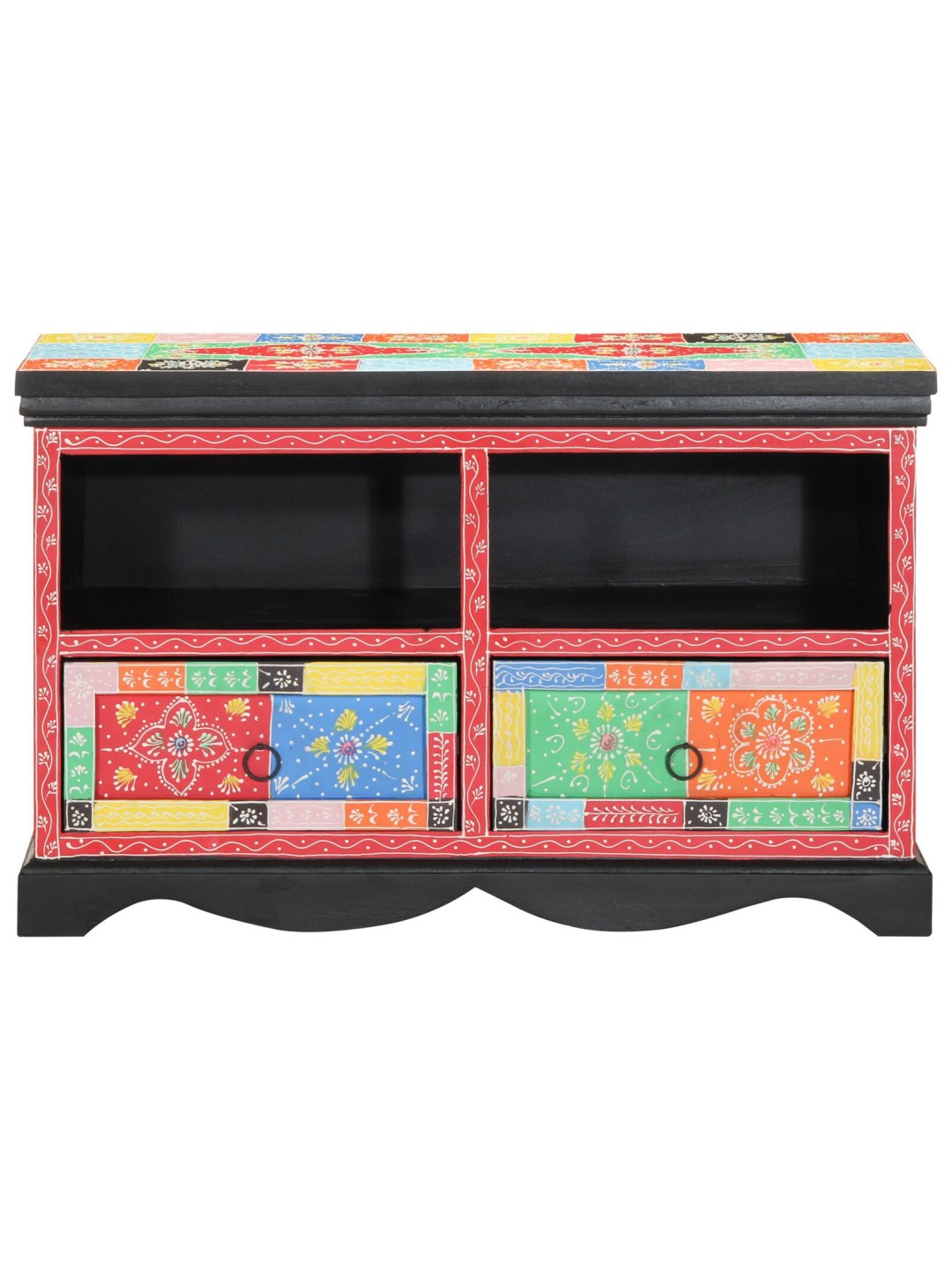 Tv-taso monivärinen 80x35x50 cm kiinteä mango