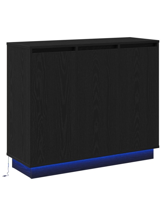 Sivupöytä led-valolla musta tammi 90x32x75 cm tekninen puu