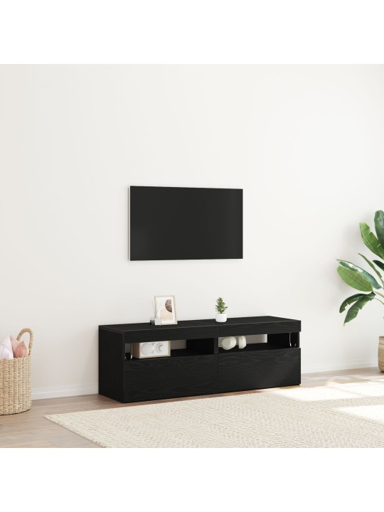 Tv-kaapit led-valoilla 2 kpl musta tammi 60x35x40 cm teollinen puu