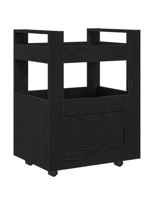 Keittiövaunu Musta Tammi 60x45x80 cm Tekninen Puu