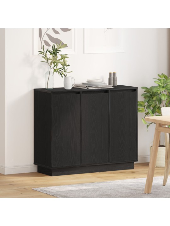 Sivupöytä led-valolla musta tammi 90x32x75 cm tekninen puu