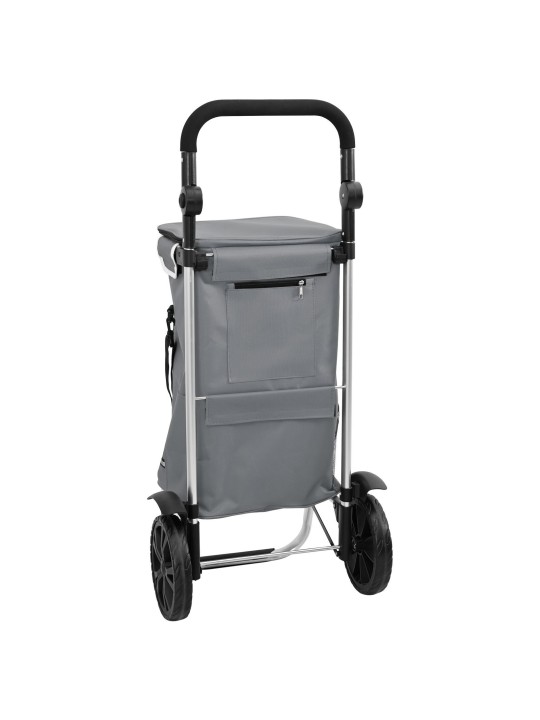 Ostoskärryt Pyörillä ja Säädettävällä Kahvalla Harmaa 40 L