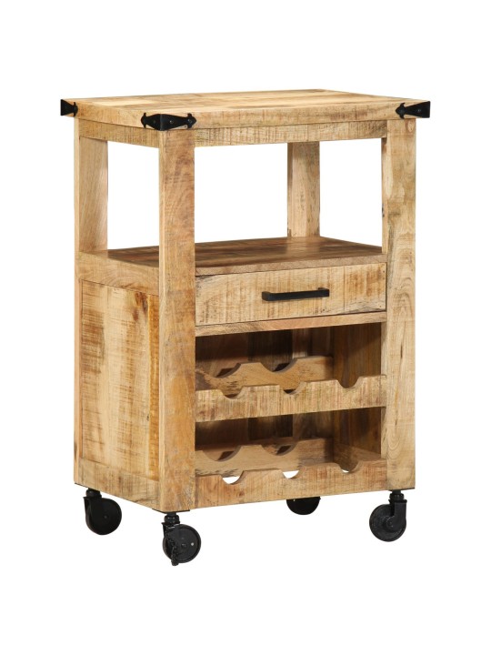 Keittiövaunu 55x40x80 cm täysi karkea puu mango
