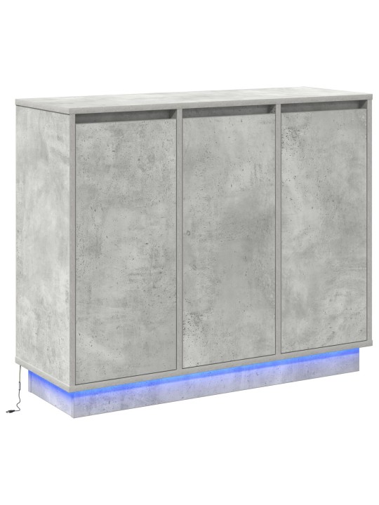 Sivupöytä led-valolla betoni harmaa 90x32x75 cm tekninen puu