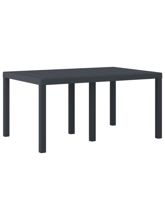 Puutarhapöytä antrasiitti 150x100x73 cm poly rattan