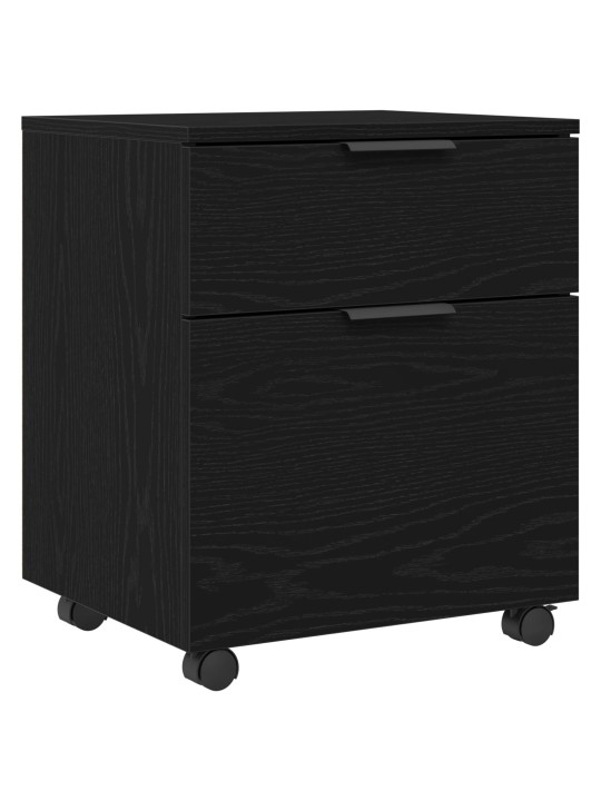 Mobile file cabinet with wheels black oak 45x38x54 cm