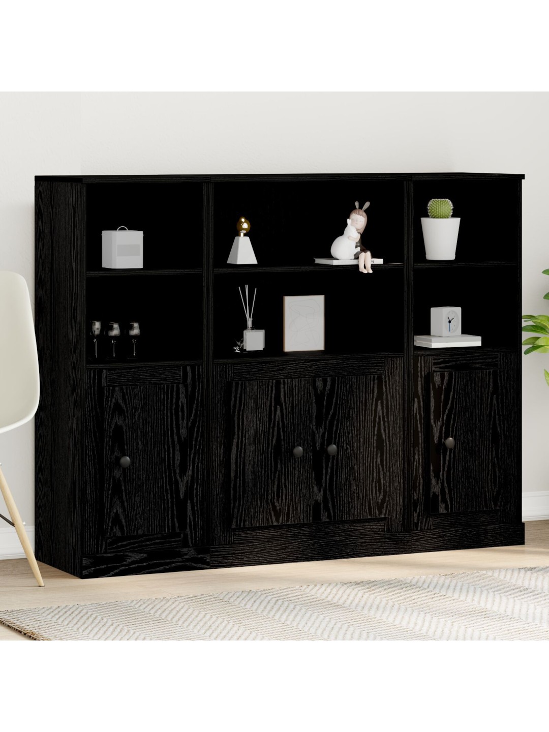 Highboard musta tammi 132x35,5x103,5 cm tekninen puu