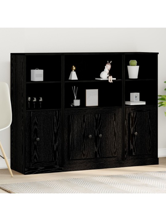 Highboard musta tammi 132x35,5x103,5 cm tekninen puu