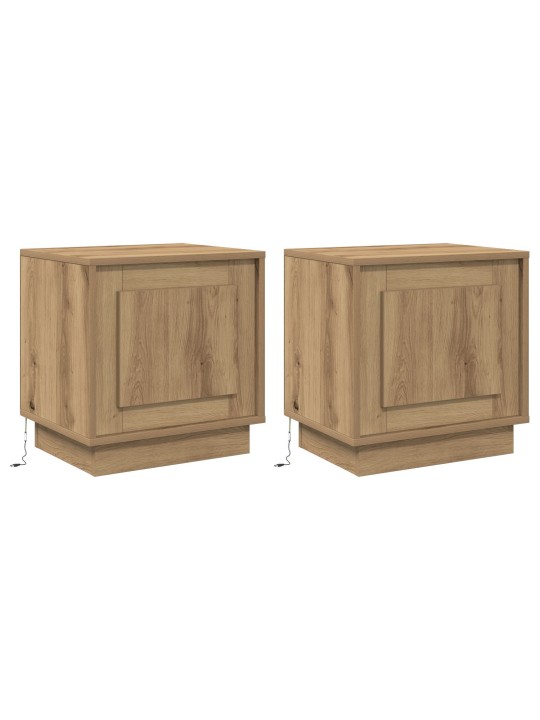 Yöpöydät led-valoilla 2 kpl artisan tammi 44x34.5x45 cm