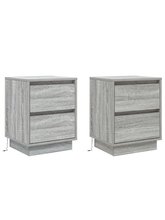 Yöpöydät led-valolla 2 kpl harmaa sonoma 39x34.5x50 cm