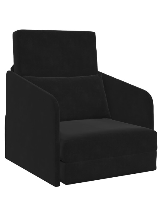 Lattiasohvasänky 2-in-1 musta 65x80x83 cm velvet