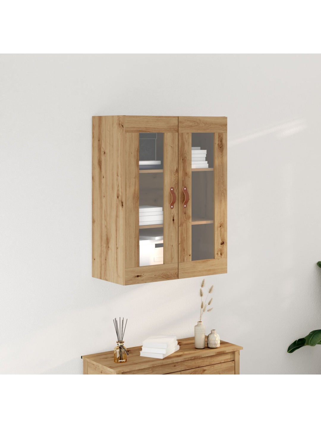 Seinäkaappi lasiovilla artisan tammi 69,5x34x90 cm