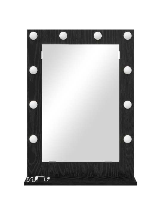 Meikkipesä led-valoilla musta tammi 70x50x18 cm