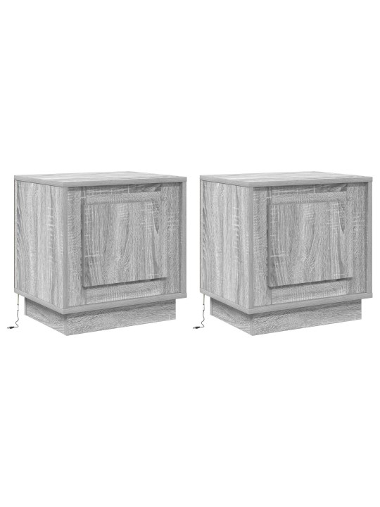 Yöpöydät led-valoilla 2 kpl harmaa sonoma 44x34,5x45 cm