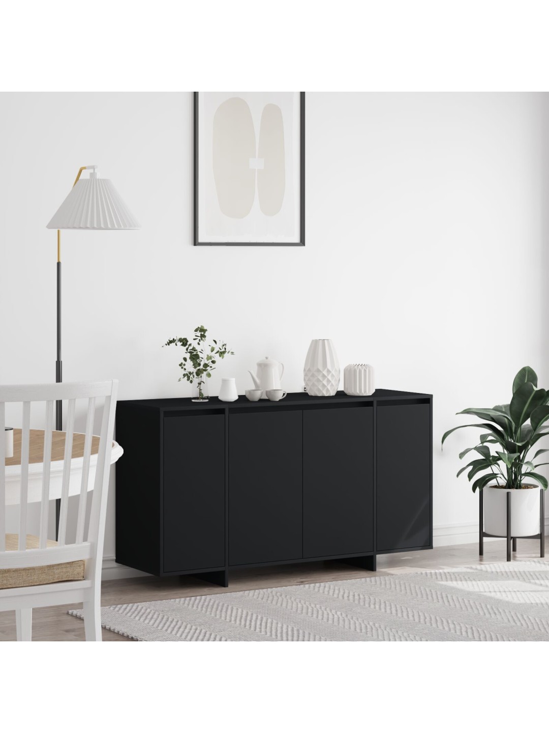 Musta sivupöytä musta tekninen puu 135 x 41 x 75 cm