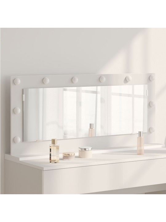 Meikkipeili led-valoilla valkoinen 100x45x18 cm