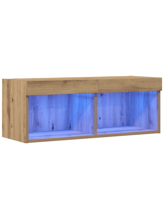 Tv-seinäkaappi led-valoilla artisan tammi 80x30x30 cm