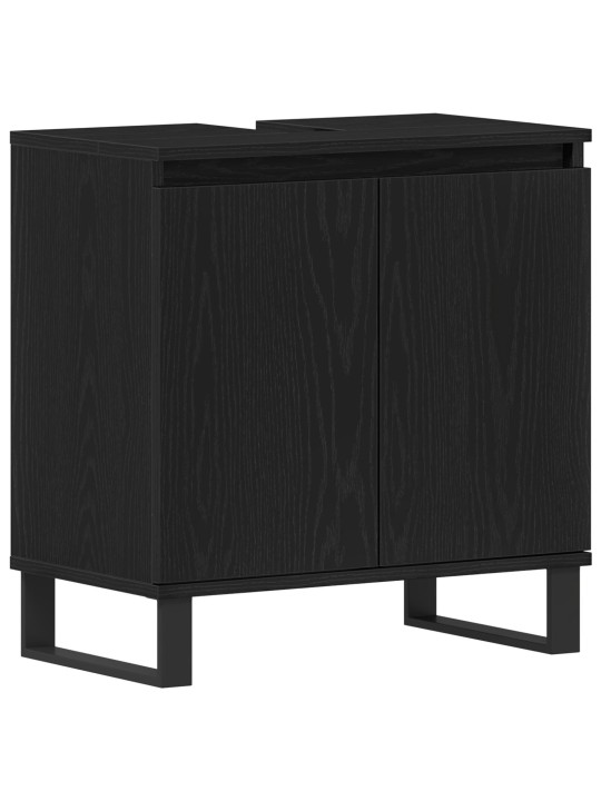 Kylpyhuoneen pesuallas kaappi musta tammi 58x33x60 cm tekninen puu
