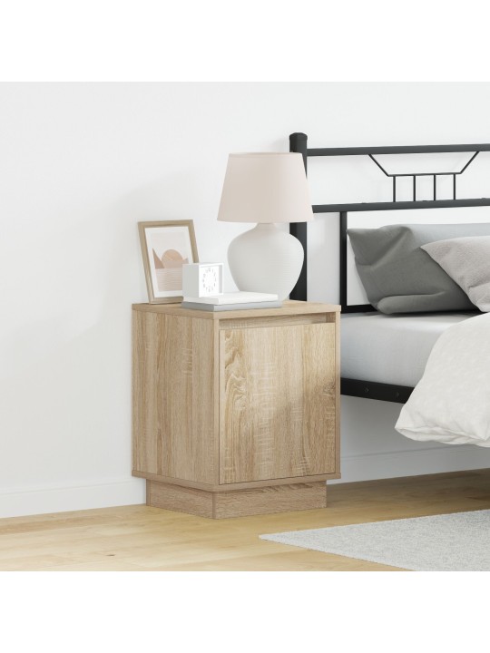 Yöpöydät led-valoilla 2 kpl sonoma tammi 39x34,5x50 cm