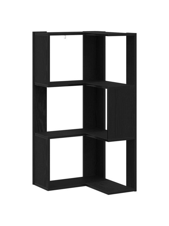 Kulmalehtihylly 3-tasoinen musta tammi 50x50x102 cm engineered wood