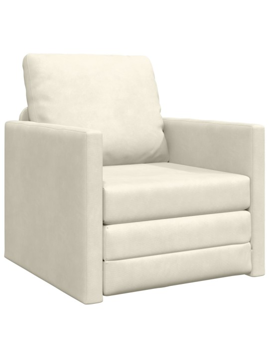 Lattiasohva sänky 2-in-1 kerma 74x77x81 cm sametti