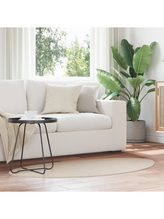 Matto "huarte" lyhyt nukka pehmeä ja konepesunkestävä beige 80x150 cm