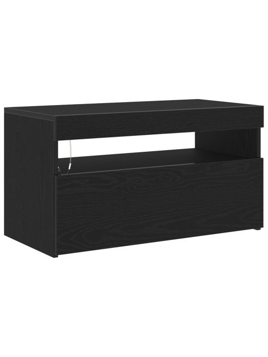 Tv-taso led-valoilla, musta tammi, 75 x 35 x 40 cm, teknistä puuta
