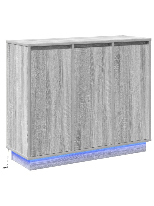 Sivupöytä led-valolla, harmaa sonoma, 90x32x75 cm, tekninen puu